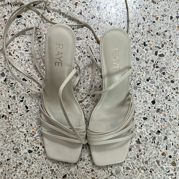 RAYE Sookie bone white ivory wrap sandal heel 8.5 Revolve - Picture 8 of 10